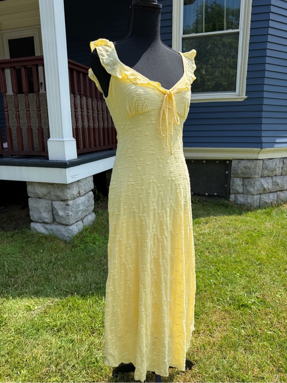 See You Monday Yellow Ruffle Tie-Front Maxi Dress - Picture 2 of 6